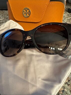 Tory Burch Tortoiseshell Women's Sunglasses with Orange Case